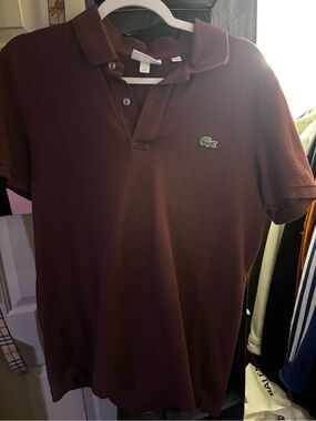 Lacoste Men’s Maroon Polo Shirt with Croc Logo